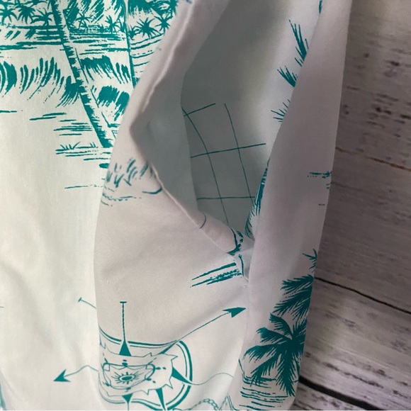 Vintage Hawaii Kole Kole Ruffled Turquoise Map print Dress with pocket - Picture 7 of 15